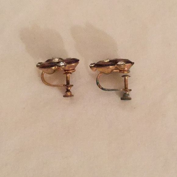 Vintage crystal screw back earrings - Picture 2 of 4